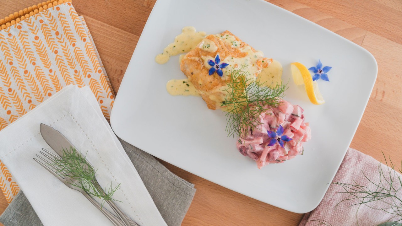 Learn how to prepare a seasonal fish entrée with Chef Catherine Fulvio)